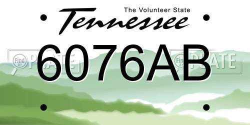 6076AB Tennessee License Plate