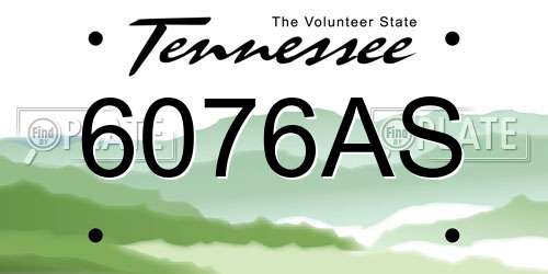 6076AS Tennessee License Plate