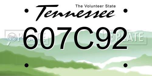 607C92 Tennessee License Plate