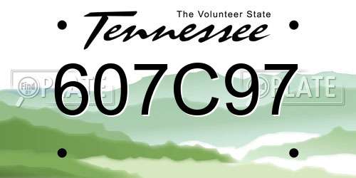607C97 Tennessee License Plate