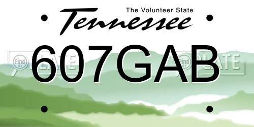607GAB Tennessee License Plate
