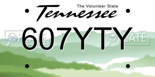 607YTY Tennessee License Plate