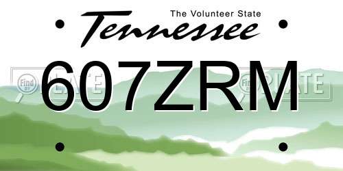 607ZRM Tennessee License Plate