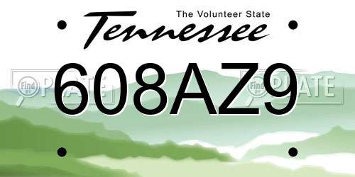608AZ9 Tennessee License Plate