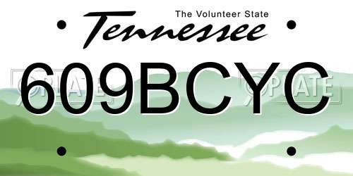 609BCYC Tennessee License Plate