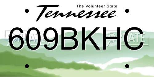 609BKHC Tennessee License Plate
