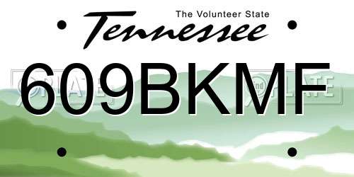 609BKMF Tennessee License Plate