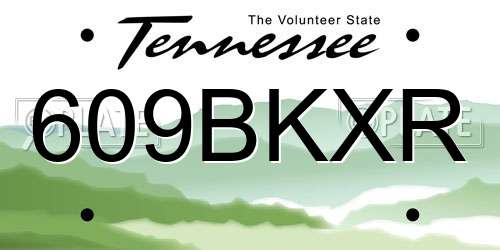 609BKXR Tennessee License Plate