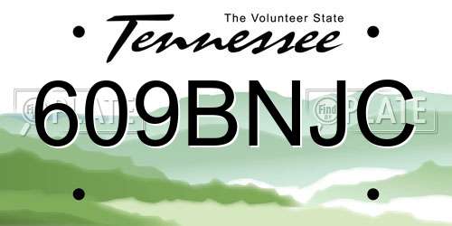 609BNJC Tennessee License Plate