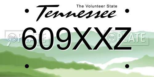 609XXZ Tennessee License Plate