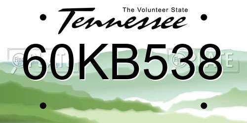 60KB538 Tennessee License Plate
