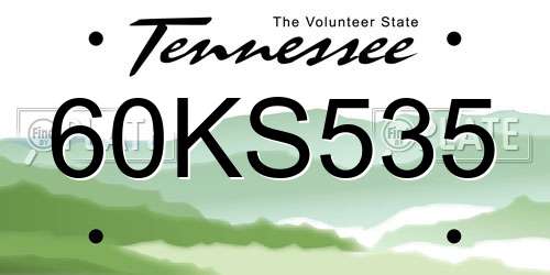 60KS535 Tennessee License Plate