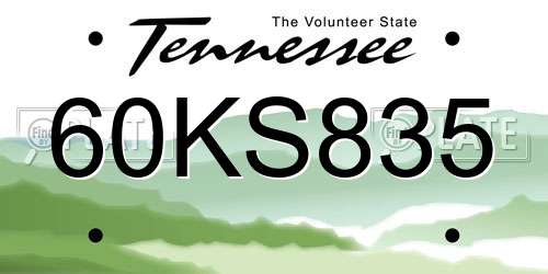 60KS835 Tennessee License Plate