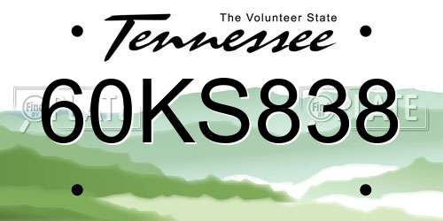 60KS838 Tennessee License Plate