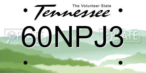 60NPJ3 Tennessee License Plate