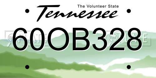 60OB328 Tennessee License Plate