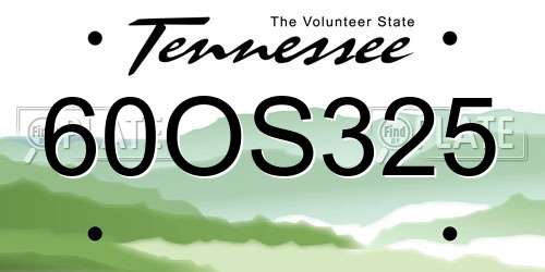 60OS325 Tennessee License Plate
