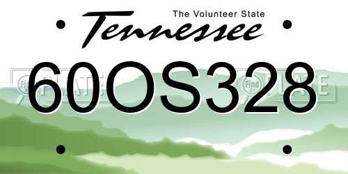 60OS328 Tennessee License Plate