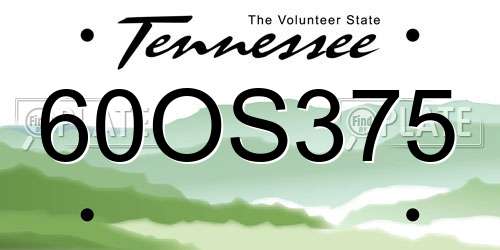 60OS375 Tennessee License Plate