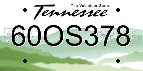 60OS378 Tennessee License Plate