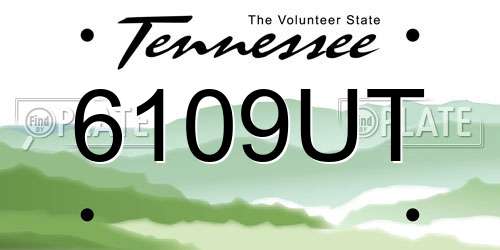 6109UT Tennessee License Plate