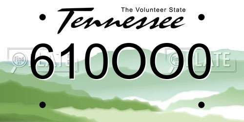 610OO0 Tennessee License Plate