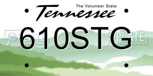 610STG Tennessee License Plate