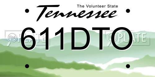 611DTO Tennessee License Plate