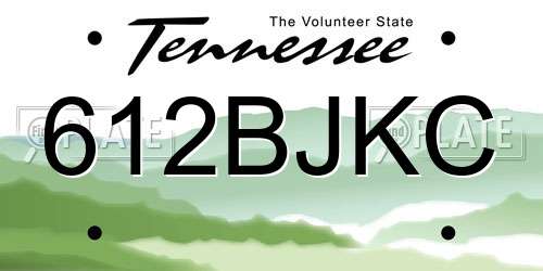 612BJKC Tennessee License Plate