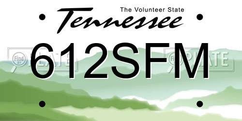 612SFM Tennessee License Plate