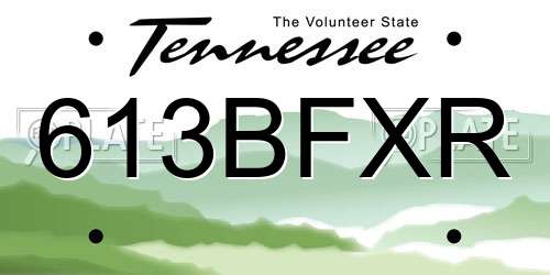 613BFXR Tennessee License Plate