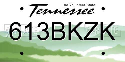 613BKZK Tennessee License Plate