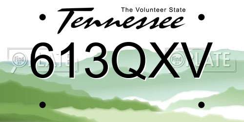 613QXV Tennessee License Plate