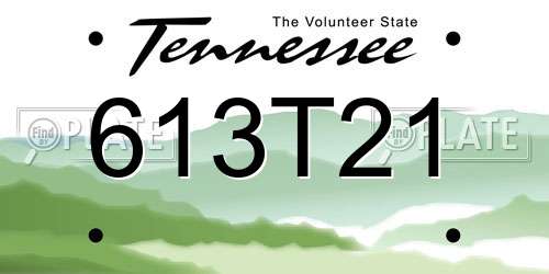 613T21 Tennessee License Plate