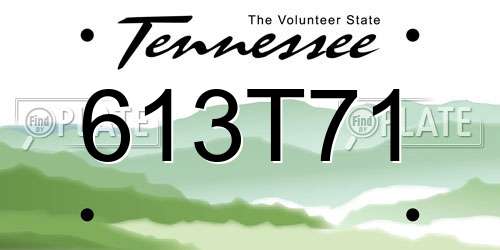 613T71 Tennessee License Plate