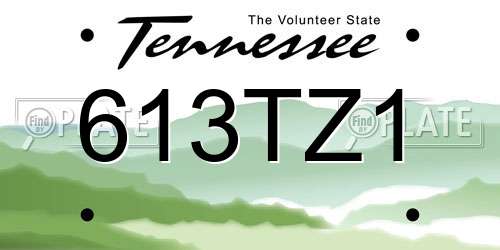 613TZ1 Tennessee License Plate