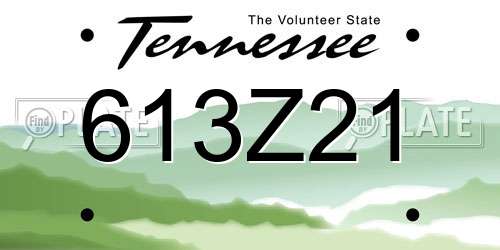 613Z21 Tennessee License Plate