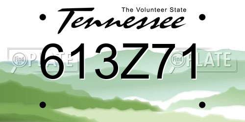 613Z71 Tennessee License Plate