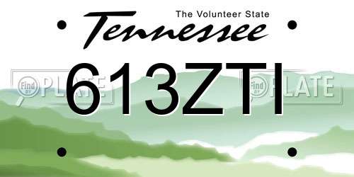 613ZTI Tennessee License Plate