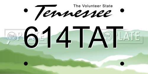 614TAT Tennessee License Plate