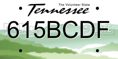 615BCDF Tennessee License Plate