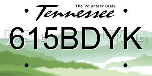 615BDYK Tennessee License Plate