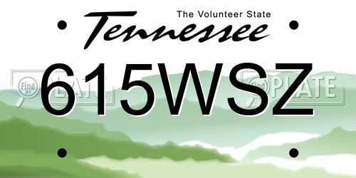 615WSZ Tennessee License Plate
