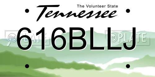 616BLLJ Tennessee License Plate