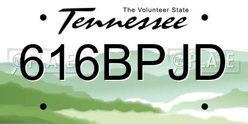 616BPJD Tennessee License Plate