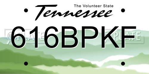 616BPKF Tennessee License Plate