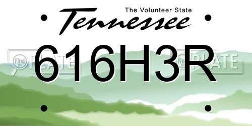 616H3R Tennessee License Plate