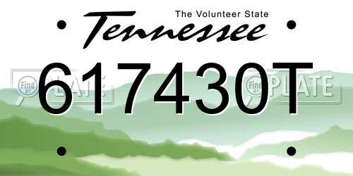 617430T Tennessee License Plate
