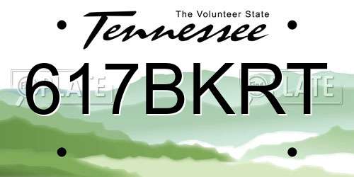 617BKRT Tennessee License Plate