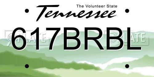 617BRBL Tennessee License Plate